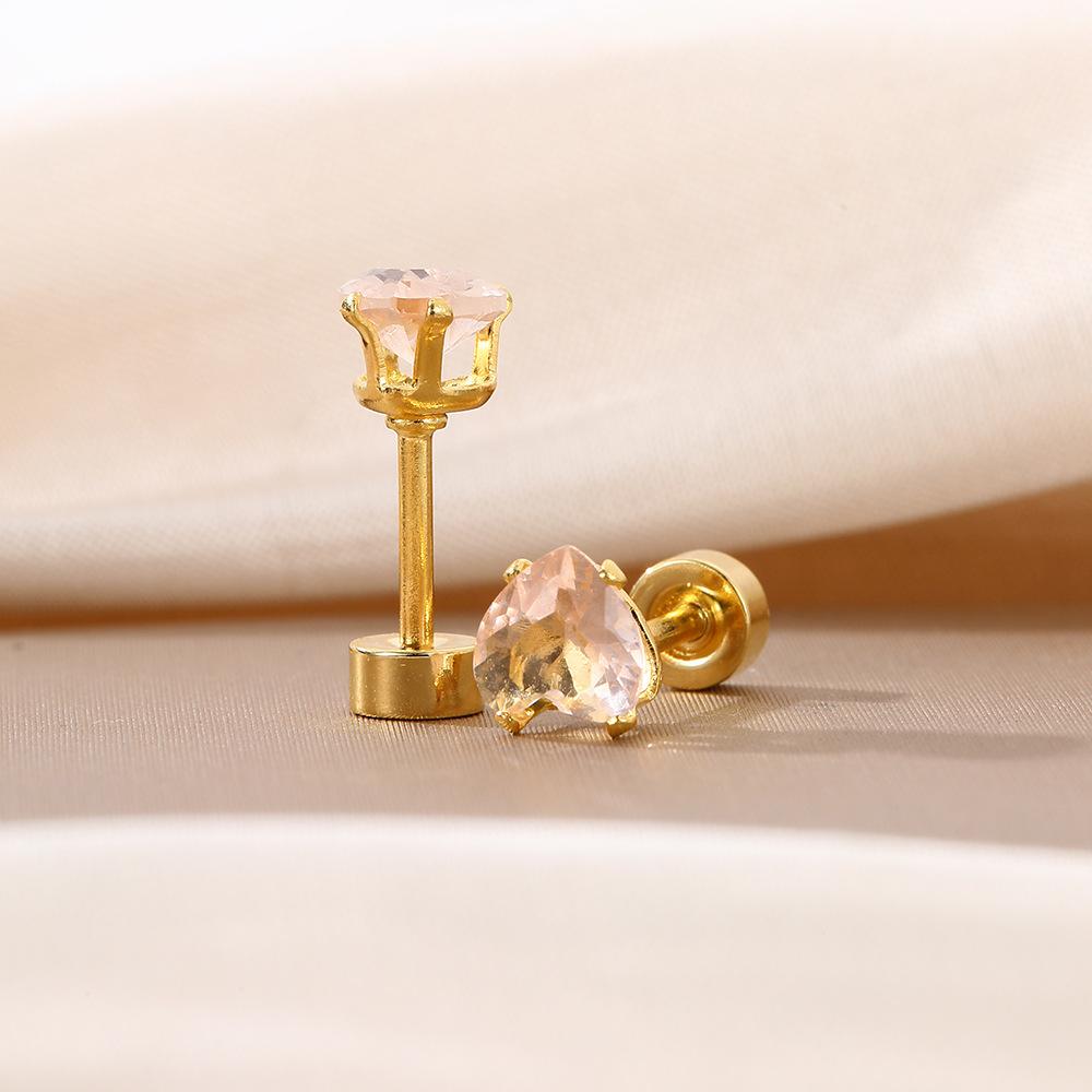 Simple Color Love Zircon Dopamine Stud Earrings, Light Luxury Design Sense Spiral Fashion Earrings Women