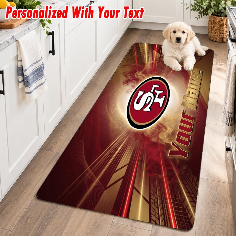 San Francisco 49ers Custom Name Flannel Rug Kitchen Mat Non Slip Floor Carpet Personalized Home Decor