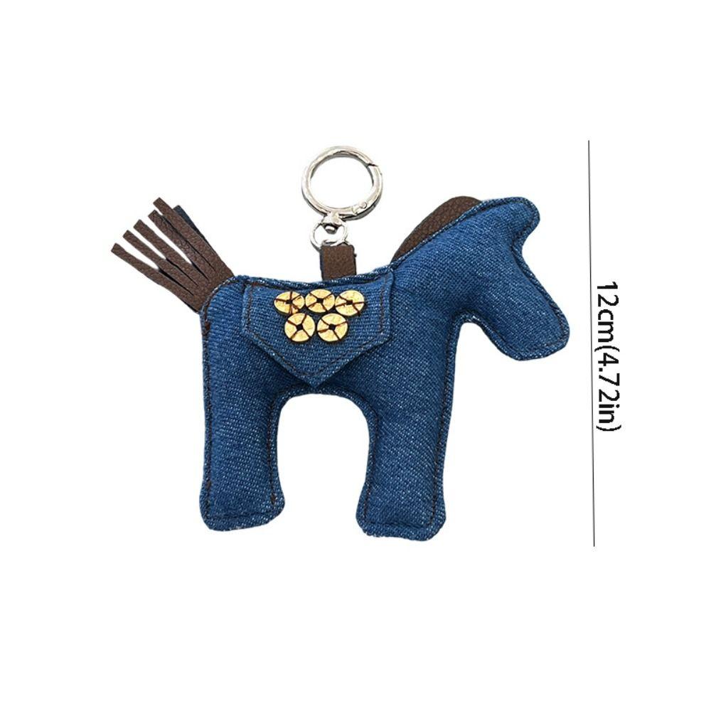 Cute Cloth Pony Pendant Pu Leather Horse Year Key Ring Cartoon Plush Horse Keychain  Hanging