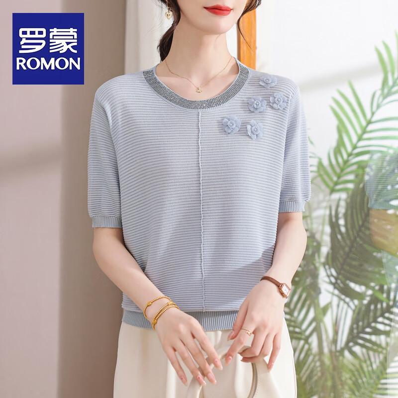 Romon Women s Summer Elegant Short Sleeve Knit Top XL