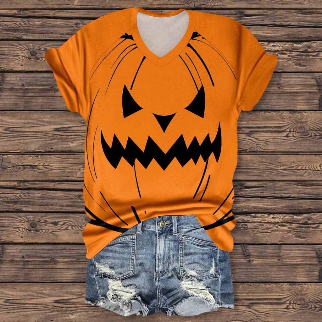 Dámská móda Ležérní Tříčtvrteční rukáv Halloweenská písmena, Potisk obličeje Top