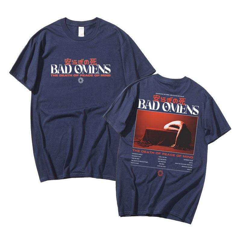 2025 Summer Bad Omen Bands Peace of Mind Music Album Graphic Tshirt Mens Retro Rock Punk Cotton Tshirt Oversized Shirt