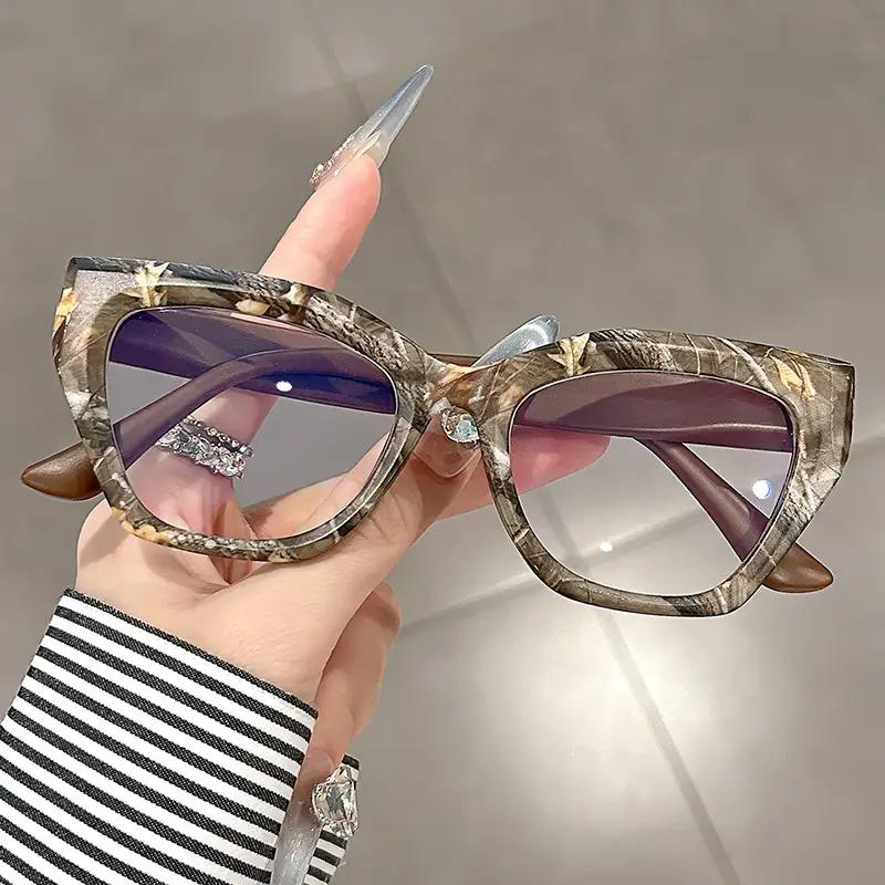 Trendy and fashionable anti-blue light glasses, wood-grain square frame flat glasses, high-end and versatile glasses