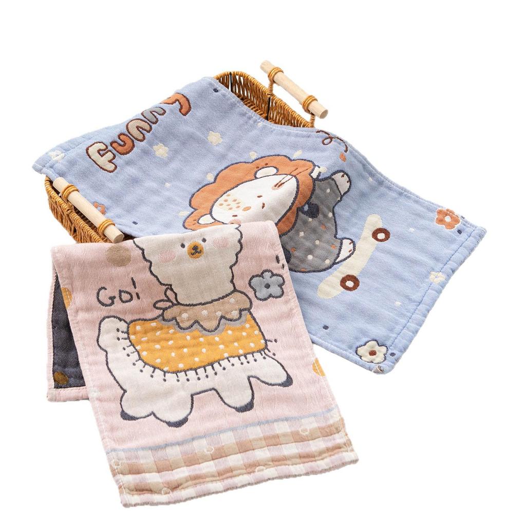 Children's Cartoon Pure Cotton Gauze Bath Towel, Thickened & Soft, Skin-Friendly, Four Layers, 25x50cm
