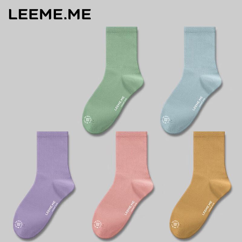 LiMi Women s Antibacterial Cotton Crew Socks (5 Pairs) One Size
