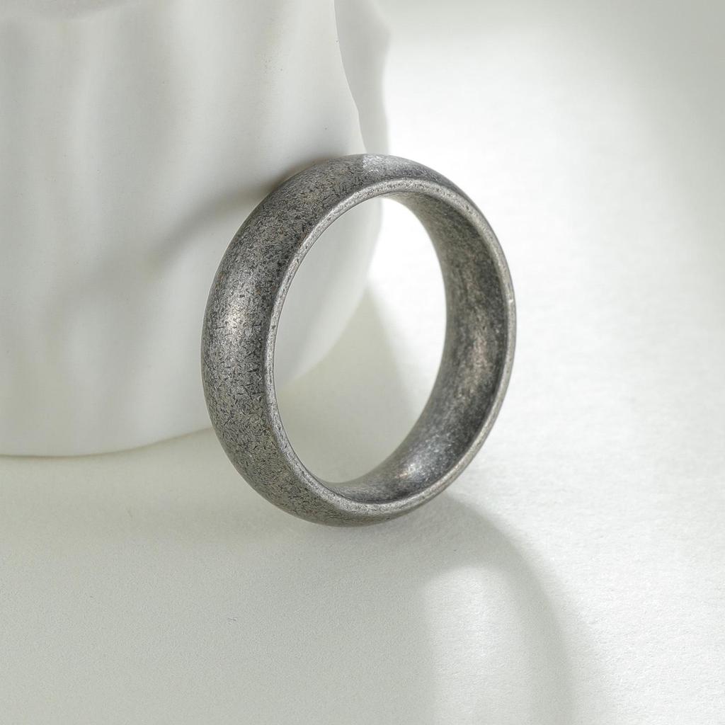 6mm Wide 304 Stainless Steel Men's Antique Silver Ring - Simple Retro Couple Jewelry