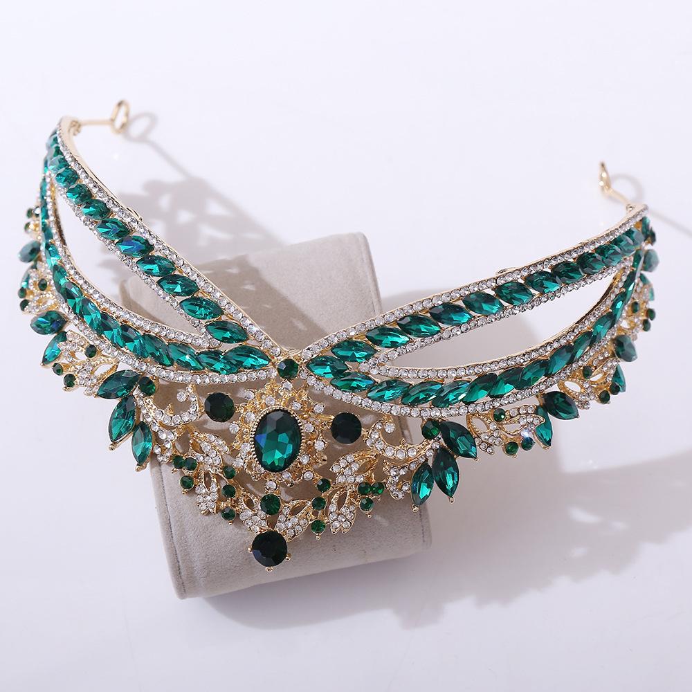 Adult Princess Baroque Crown Dazzling Colorful Rhinestones Pageant Ornaments for Masquerade Ball Banquet Cosplay