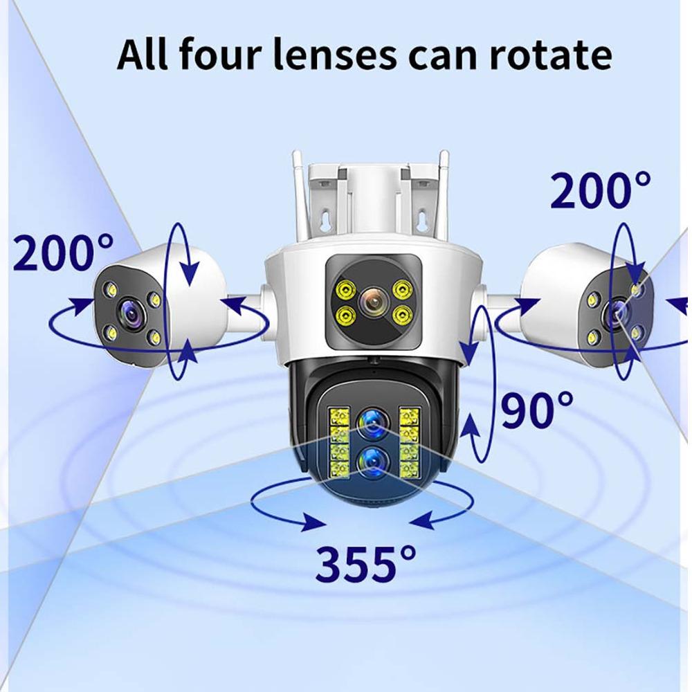 8K 16MP Wifi IP Outdoor Four Lens 10X Zoom PTZ Camera Auto Tracking Smart Security Protection Video Surveillance