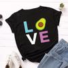 Cotton T-Shirt Short Sleeve Round Neck Women 2d Print Tops