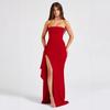 Hot-selling new tube top dress, sexy side split irregular hip wrap skirt in European and American summer