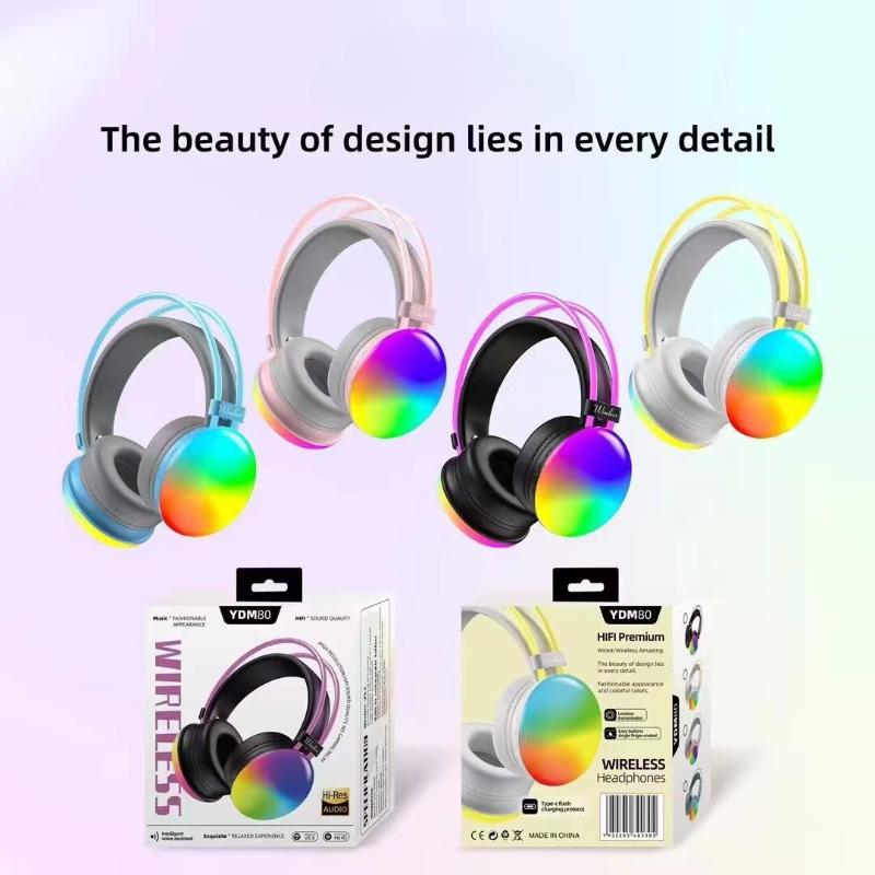 Head-mounted Colorful Bluetooth Headset Long Battery Life Heavy Bass Colorful Sports Game