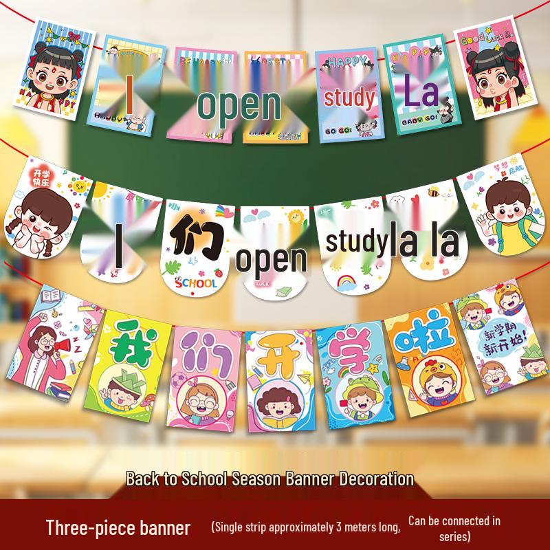 Kreative Back-to-School Cartoon Banner Dekoration für Klassenzimmer und Kindergärten