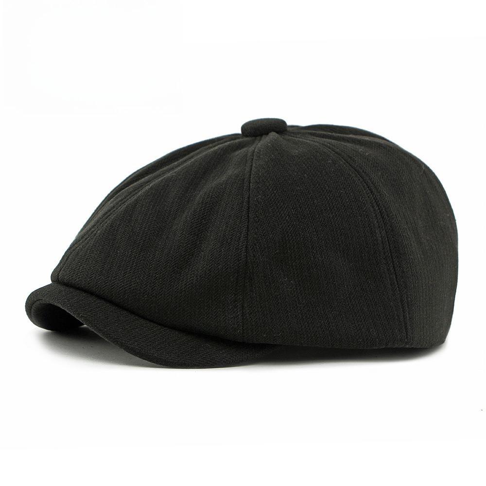 Unisex 8-Panel Newsboy Cap Autumn Winter Warm Solid Color Baker Boy Hat British Vintage Octagonal Painter Cap Casual Gatsby Peaked Hat