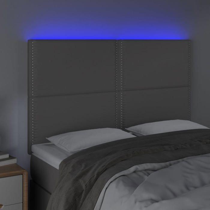 Maison Exclusive - Tête de lit à LED Gris 144x5x118/128 cm Similicuir