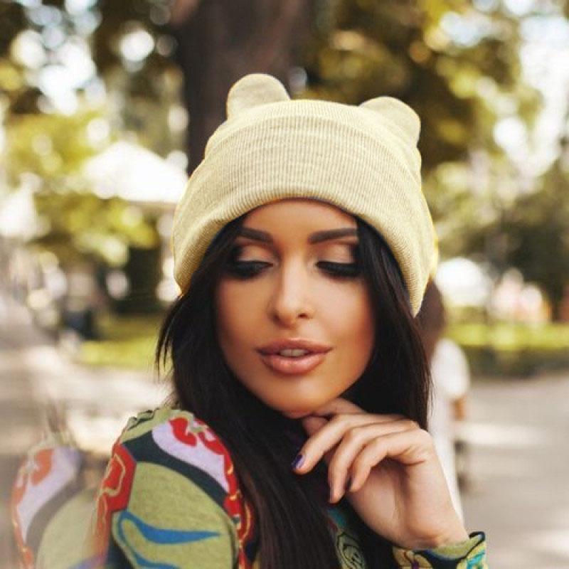 

Women s Winter Cute Cat Figured Beret M червоний