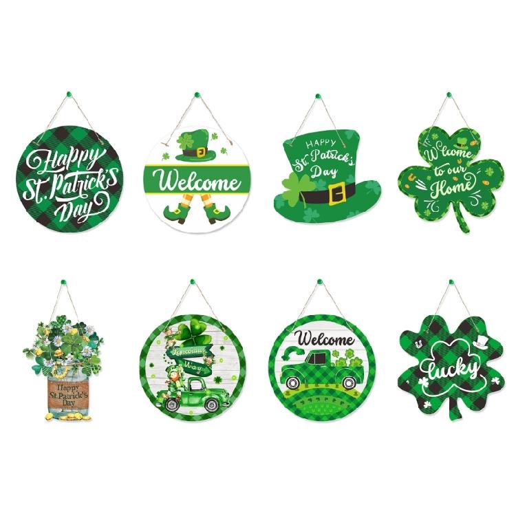 Bright Colored Luck Leaves Porch Sign Welcome Door Sign Perfect for Patrick's Day Event Seasonal Decoration