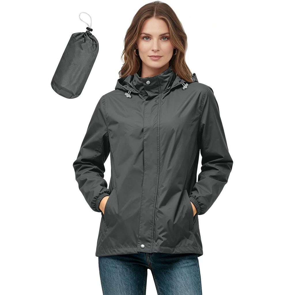 Women's Lightweight Windbreaker Jacket with Hood - Casual Loose Fit for Hiking, Travel, Daily Use