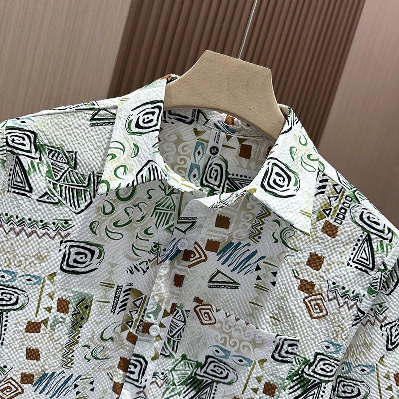 Young Men's Handsome Little Fresh Floral Loose Short-sleeved Shirt Men's Summer Fashion Versatile Casual Trendy Brand Shirt