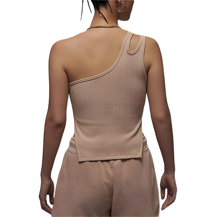 Jordan Solid Color Brand Small Logo Embroidered Comfortable Knit Vest Women Tops Khaki FN5799244