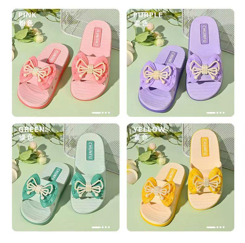 

ПВХ детские тапочки летние для девочек прохладные тапочки милый бантик средние детские домашние тапочки с мягкой подошвой 26-30
