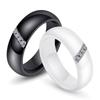 Elegant 6MM Beveled Ceramic Ring with Zirconia Inlay - Versatile Unisex Design
