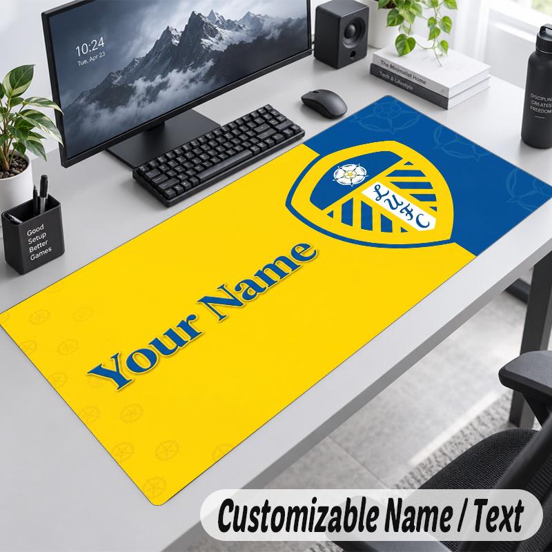 Leeds United FC Personalized Large Mouse Pad Custom Name Text Extended Desk Mat Gaming Mousepad