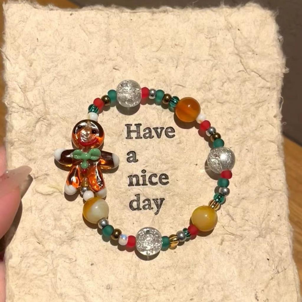 Christmas Bracelet Cute Santa Claus Gingerbread Man Bracelet Christmas Eve Gift Girlfriend Bracelet Jewelry Bangles for Women