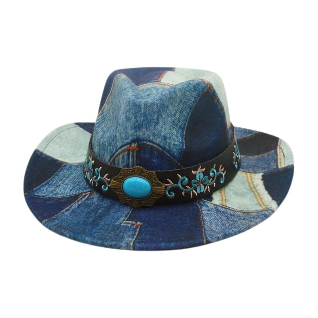 Color Matching Embroidered Jazz Hat Peach Heart Retro Western Cowboy Top Hat Stage Catwalk Concave Stage Hat