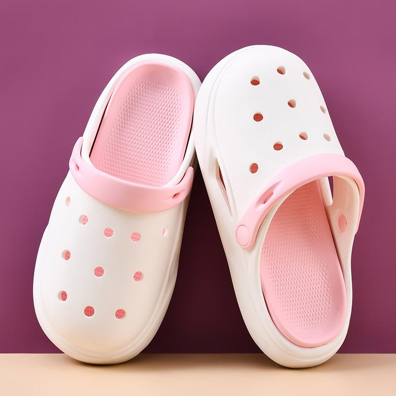 

Summer men s color matching hole shoes thick sole heightening non-slip wear-resistant fashion leisure outdoor beach 35-36