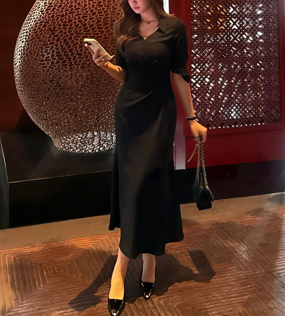 Elegant French Mermaid Shirt Dress for Women - 2025 Spring, Autumn, Winter Collection