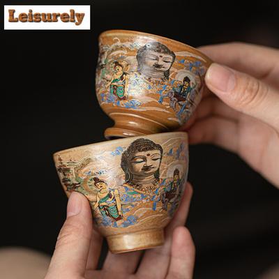 Handmade Dunhuang Cultural Teacup Retro Buddha Master Cup High Foot Personal Special Tea Mug Household Tea Bowl Chazhan Teaware