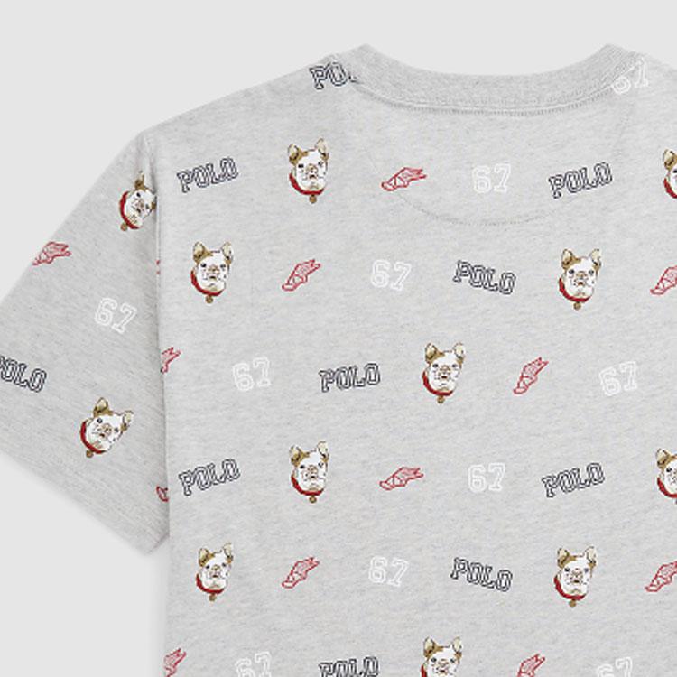 Polo Ralph Lauren T-Shirt Ss24 Letter Dog Print Crew Neck Casual Short Sleeve Kids Tops Gray CWPOTSHY8020803-020