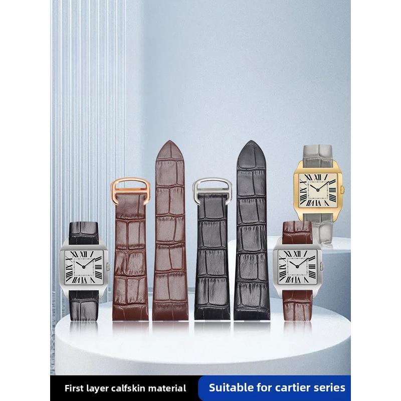 18mm 21mm Echtes Leder Uhrenarmband Für Cartier Santos W2007051 W2006951 Uhrenarmband Herren Damen Armband Armband Zubehör