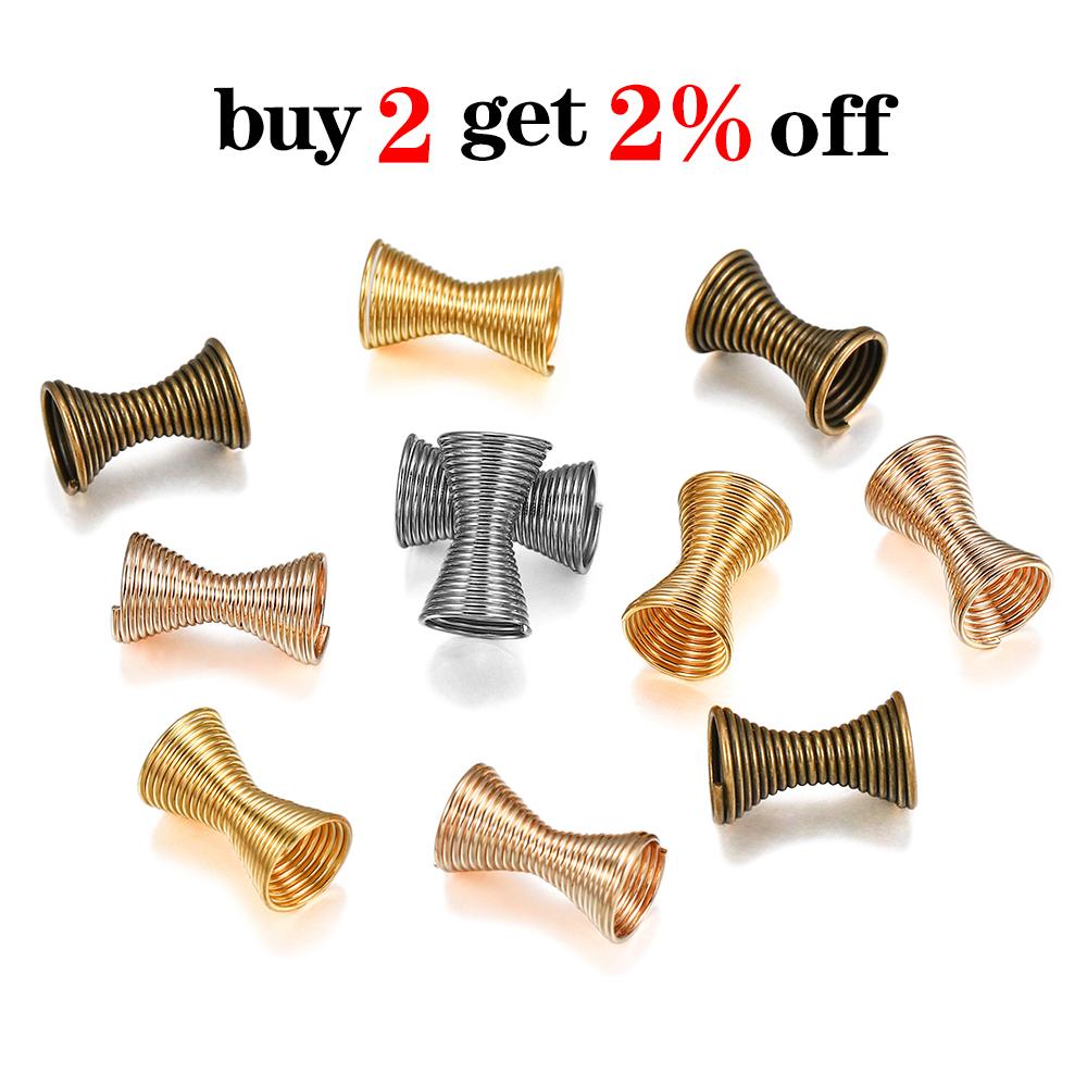 30pcs/lot 7*12mm Metal Spring Beads Caps Funnel Shape Spacer End Caps Cconnector Stoppers For DIY Jewelry Makings Accessories