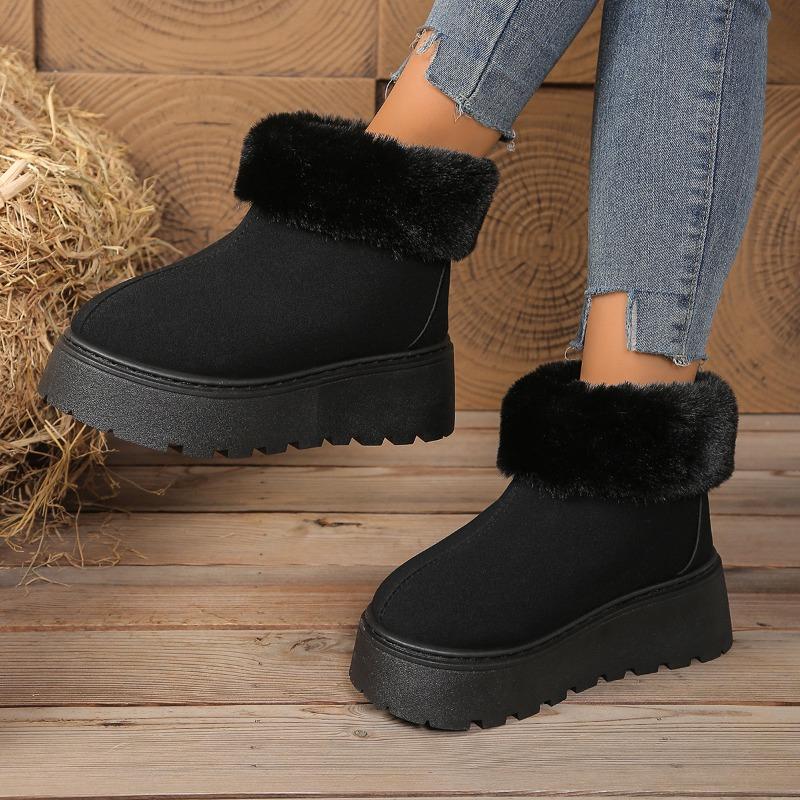 Short-sleeved Warm Snow Boots for Women, Large-sized Short Plush Thick-soled Women's Boots, Cotton Shoes