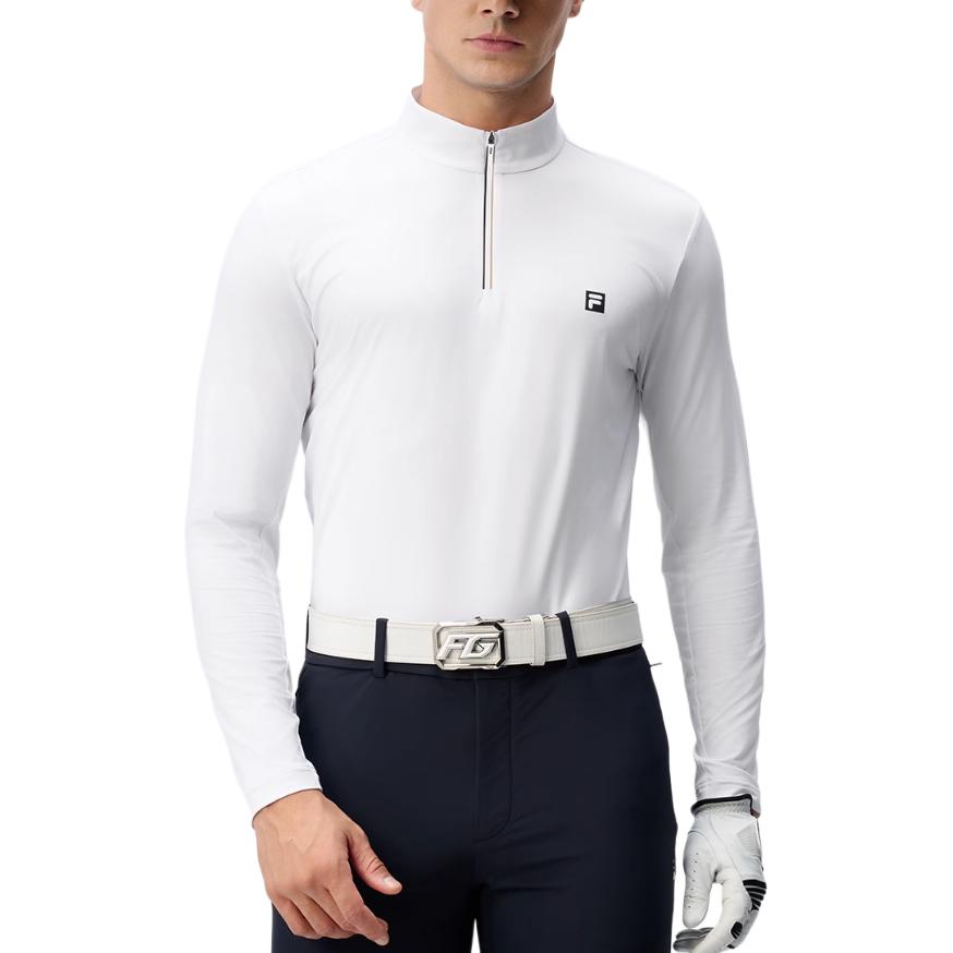 FILA Golf Series Fashion Comfortable Soft Pullover Long Sleeve T-Shirt Men Tops White A11M445222F-WT