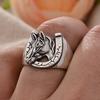 New Design Vintage Horseshoe & Horsehead Thai Silver Unisex Party Rings Original For Women Men Gifts