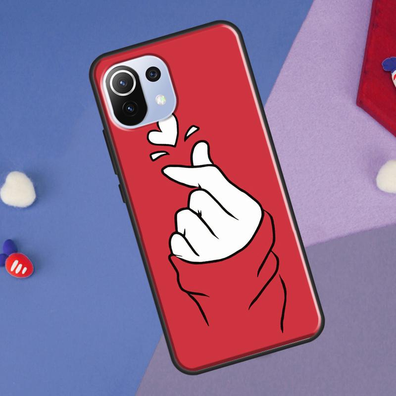 Kpop Finger Heart Cover For Xiaomi 14 13 Ultra 11T 12T 13T 14T Pro POCO X7 Pro X3 X5 F3 F5 F6 M6 X6 Pro Case