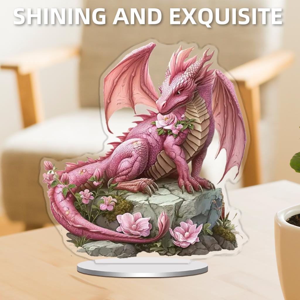 2D Dragon Acrylic Figurine Anime Style Dragon Desk Decor Dragon Collectible Table Ornament Creative Fantasy Decor