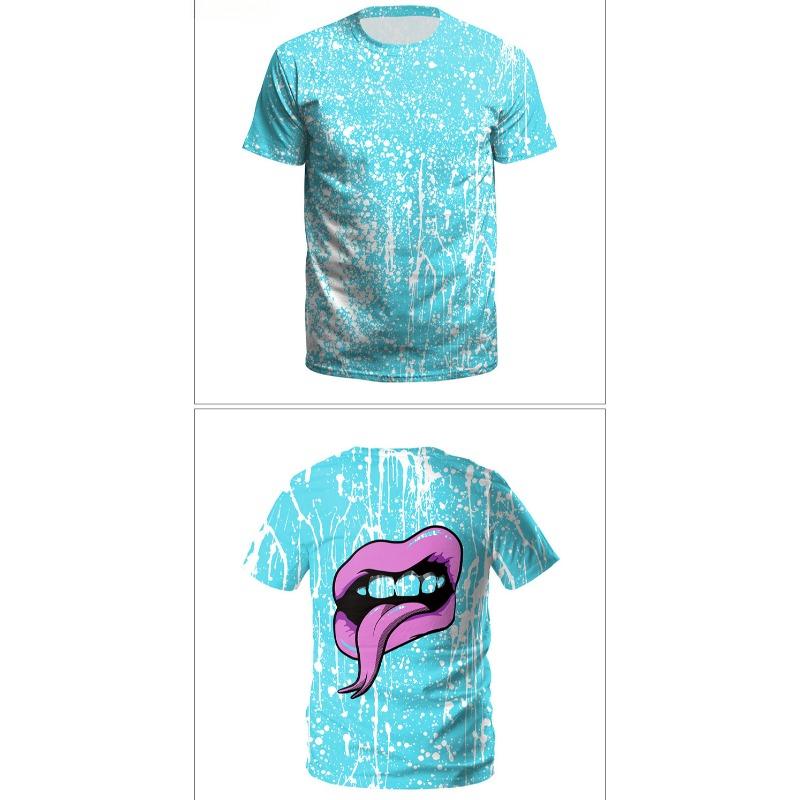 Summer Round Neck 3D Animal and Fantasy Print Top Fashionable Casual Short Sleeved Men's T-shirts