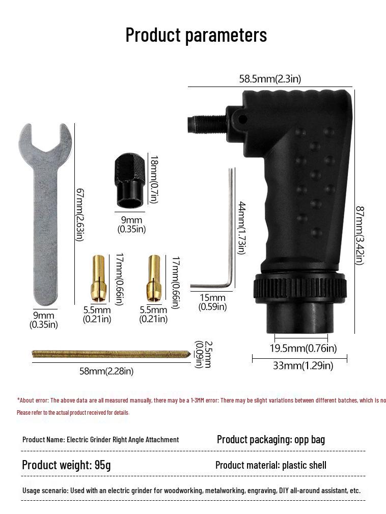 90° Right Angle Electric Grinder Drill Converter Tool