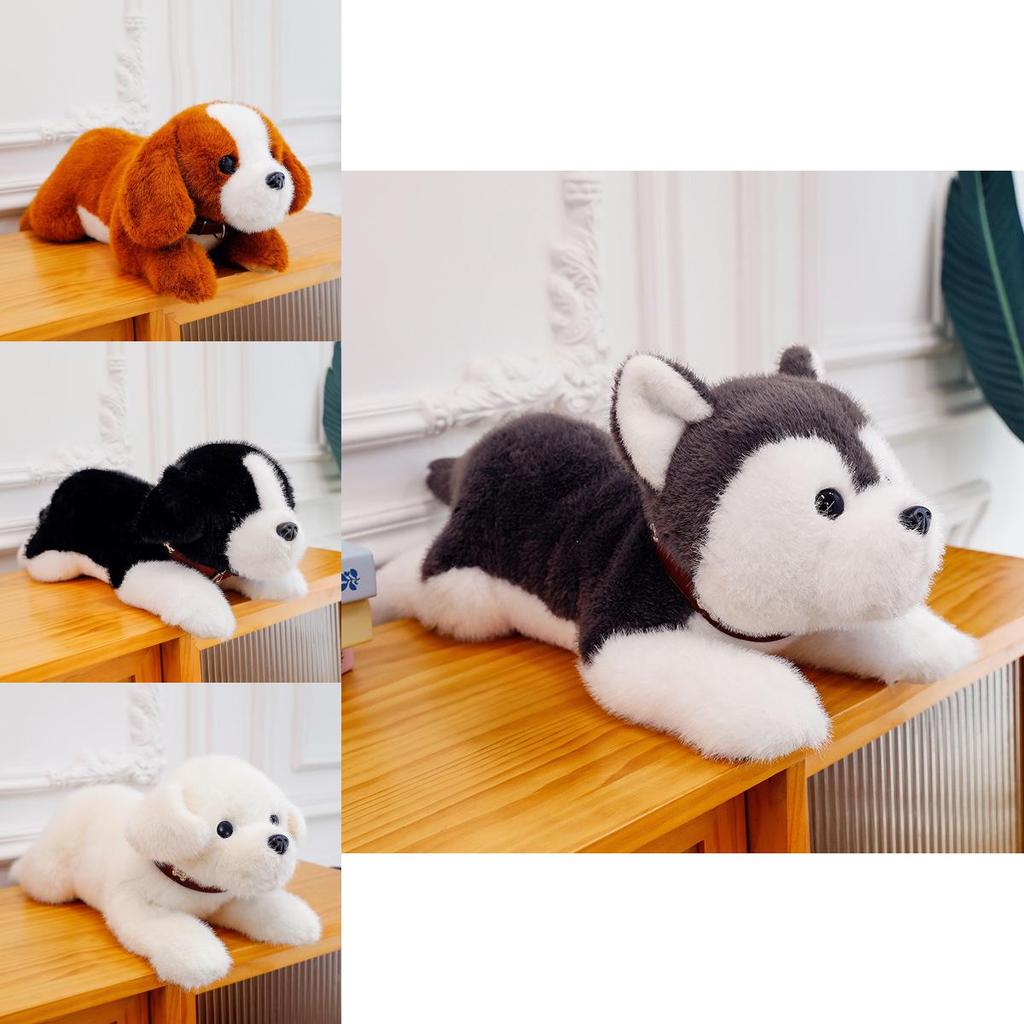 Husky Plush Dog Stuffed Animal With Soft Short Fur Pp Cotton For Kids Bedroom Decor