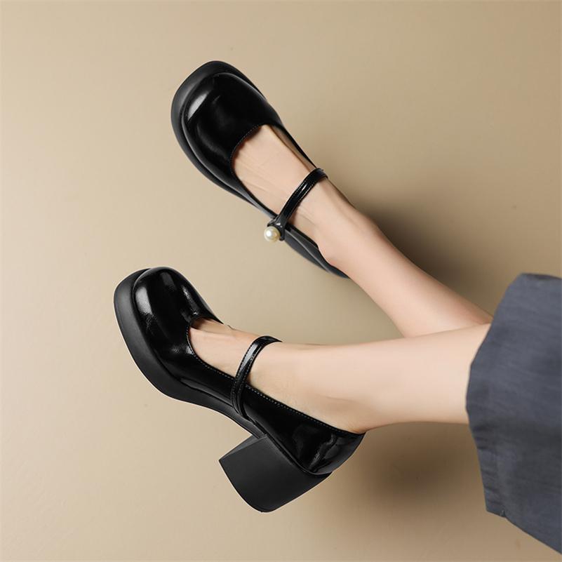 Zapatos de tacón Mary Jane con punta redonda y tacones altos