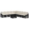 Garden Sofa Set 10 Pieces Black and Cream White Poly Rattan