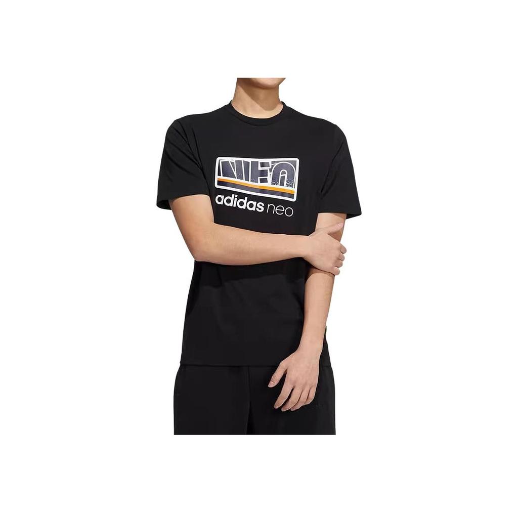 Adidas Neo Sports Lifestyle Series Letter Print Casual Short Sleeve T-Shirt Men Tops Black H55283