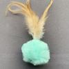 2pcs Random Color Plush Ball Feather Cat Teaser Stick For Changing Heads Cat Toy Plush Interaction Kitty Pet Toy