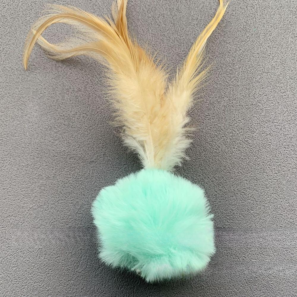 2pcs Random Color Plush Ball Feather Cat Teaser Stick For Changing Heads Cat Toy Plush Interaction Kitty Pet Toy