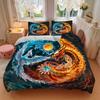 3pcs The Dance of Fire and Ice Dragons Printed Quilt Set - Includes 1 Quilt Cover and 2 Pillowcases, Machine Washable - Suitable for All Seasons.