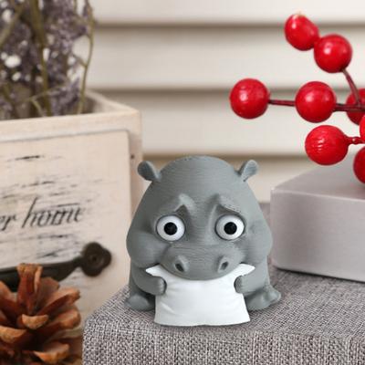 Yousheng Sad Baby Hippo 3D Printed Hippo Ornament Miniature Hippo Figurine Desktop Collectible Hippo Decoration for Home Office