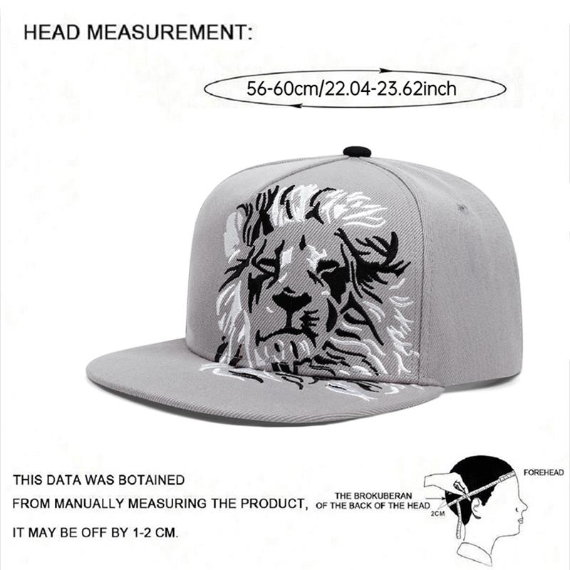 New Fashion Lion Embroidered Flat Brimmed Hat Men'S Casual Hip Hop Hat Women'S Outdoor Sports Decorative Hat Sunshade Hat
